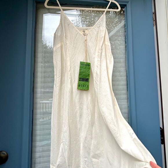 NWT Designer Bsbee Sustainable Clothing 100% Cotton Natural Cream Slip Dresses - Picture 1 of 13